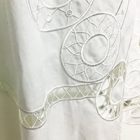 TEMPERLY LONDON Bellanca Embroidered Cotton Poplin Midi Skirt - Picture 9 of 14